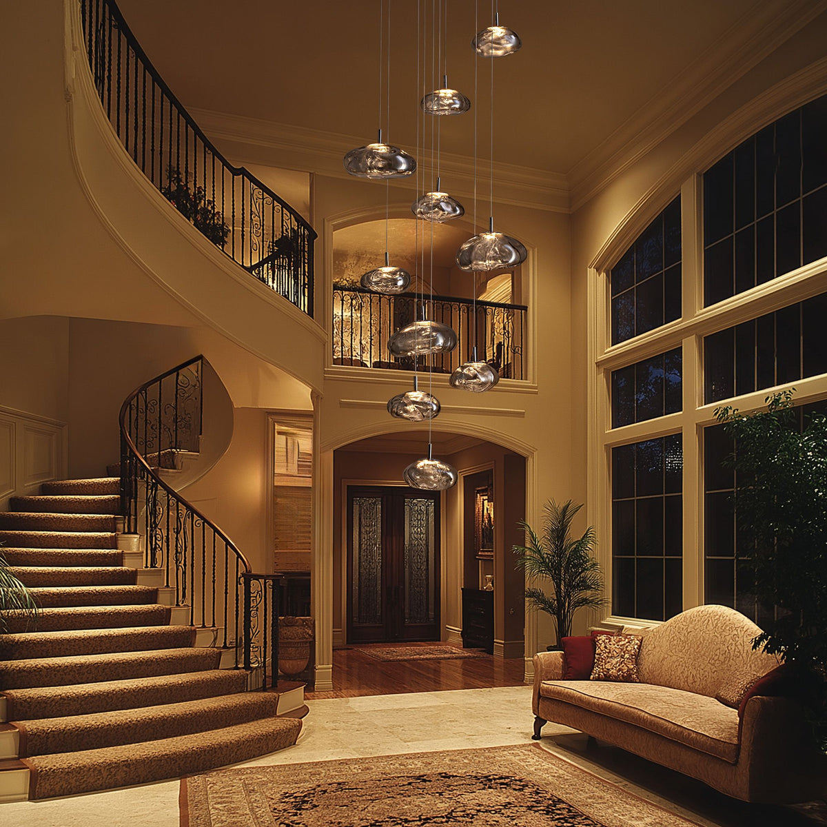 Astral Modern 10-Light Dual-Size Cascading Chandelier