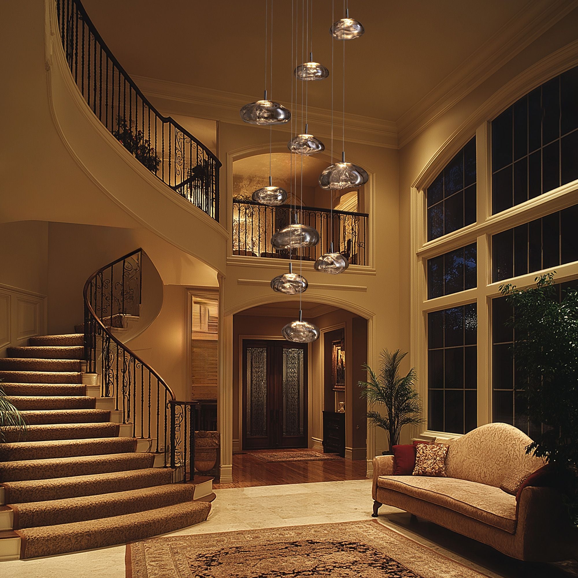 Astral Modern 10-Light Dual-Size Cascading Chandelier
