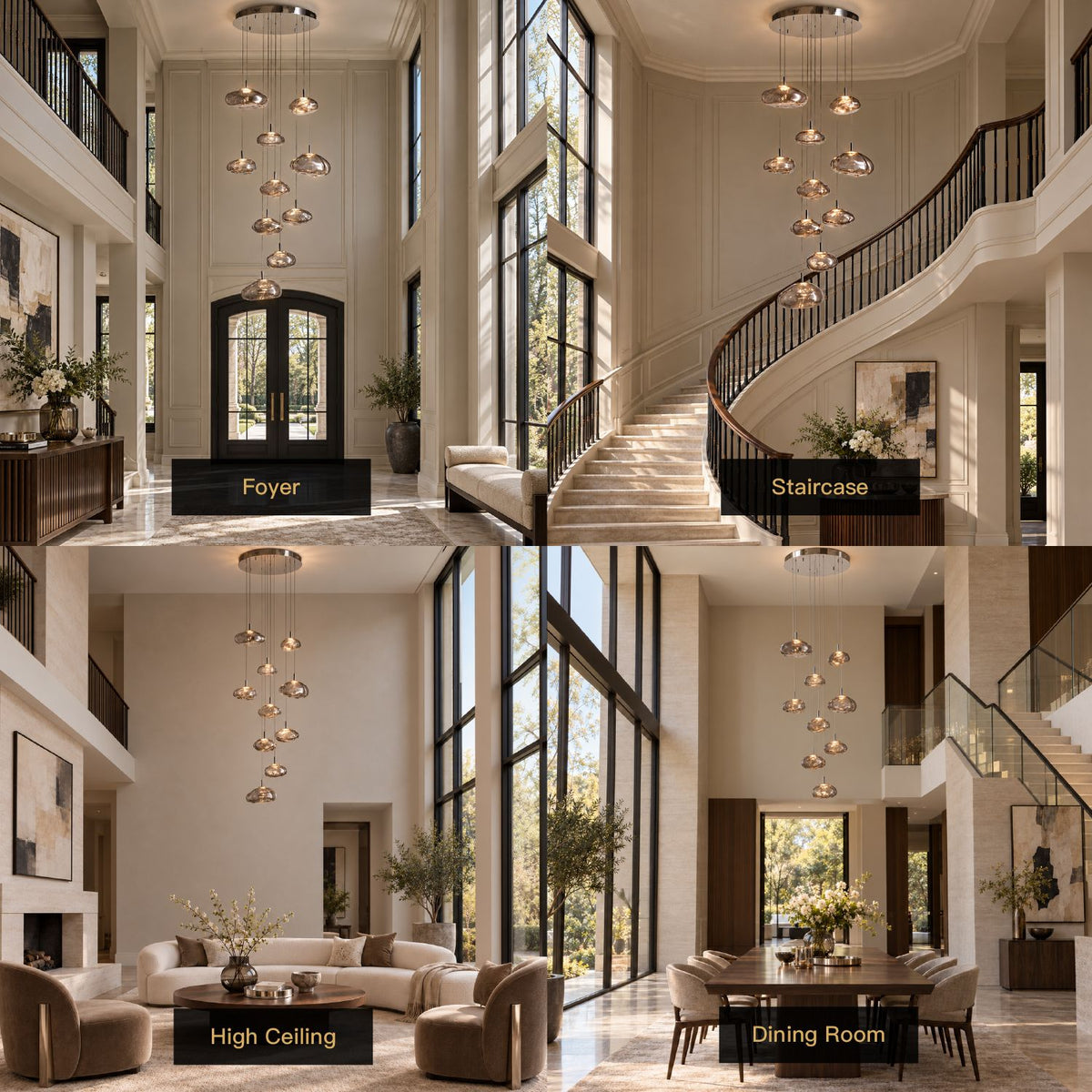 Astral Modern 10-Light Dual-Size Cascading Chandelier