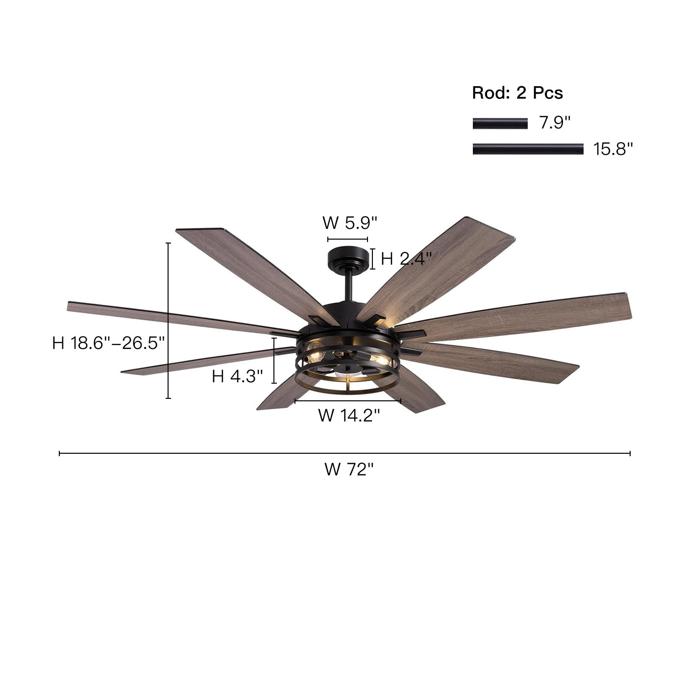Brise 46" Farmhouse Cage Ceiling Fan  with Lights & Remote