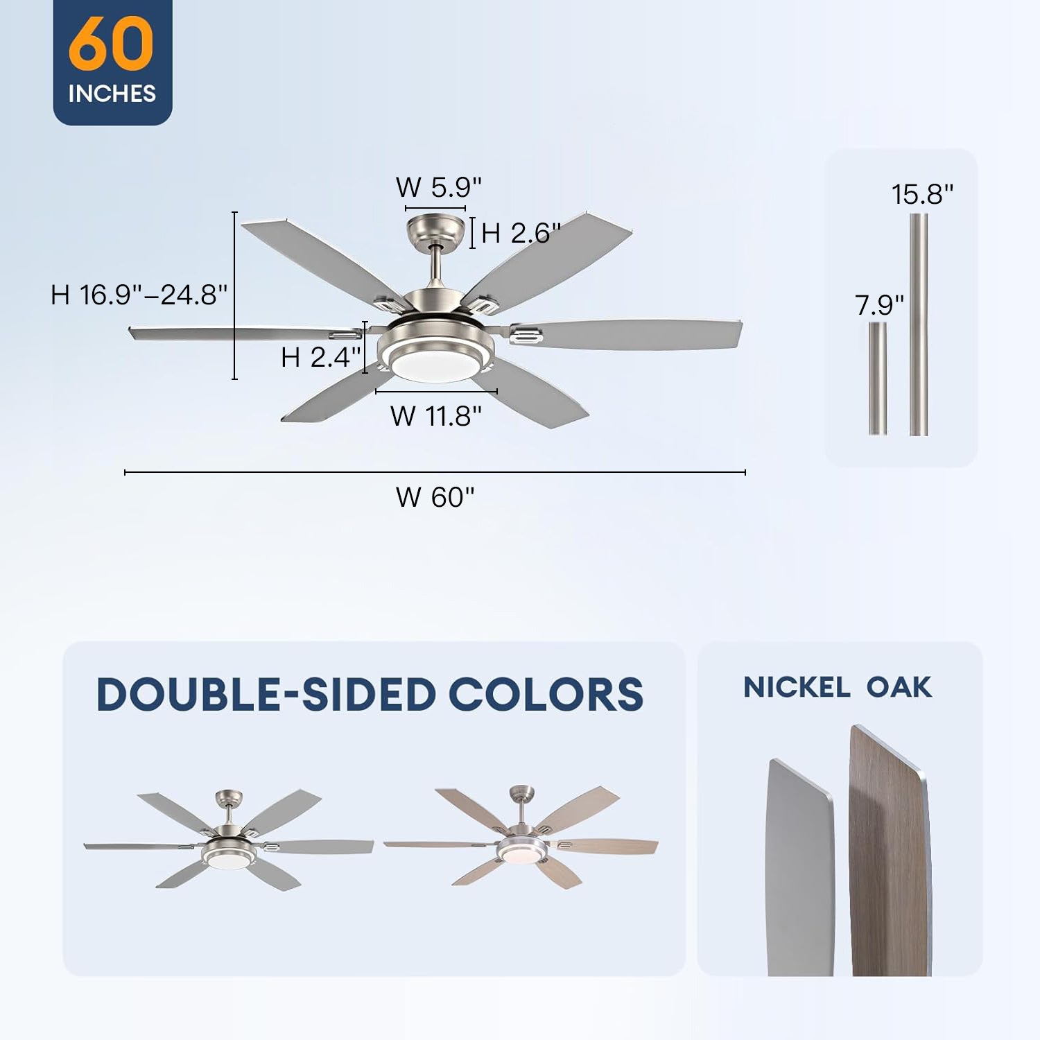 Flux 60" Modern LED Ceiling Fan with Lights & Remote