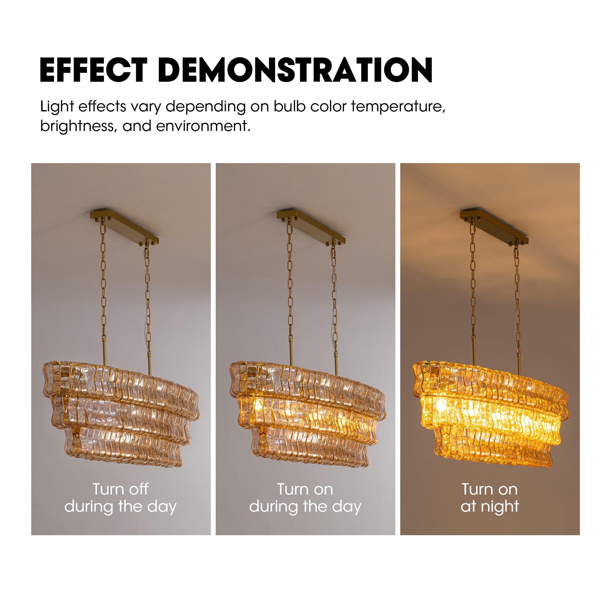 Amberra Modern Amber Glass Linear Chandelier