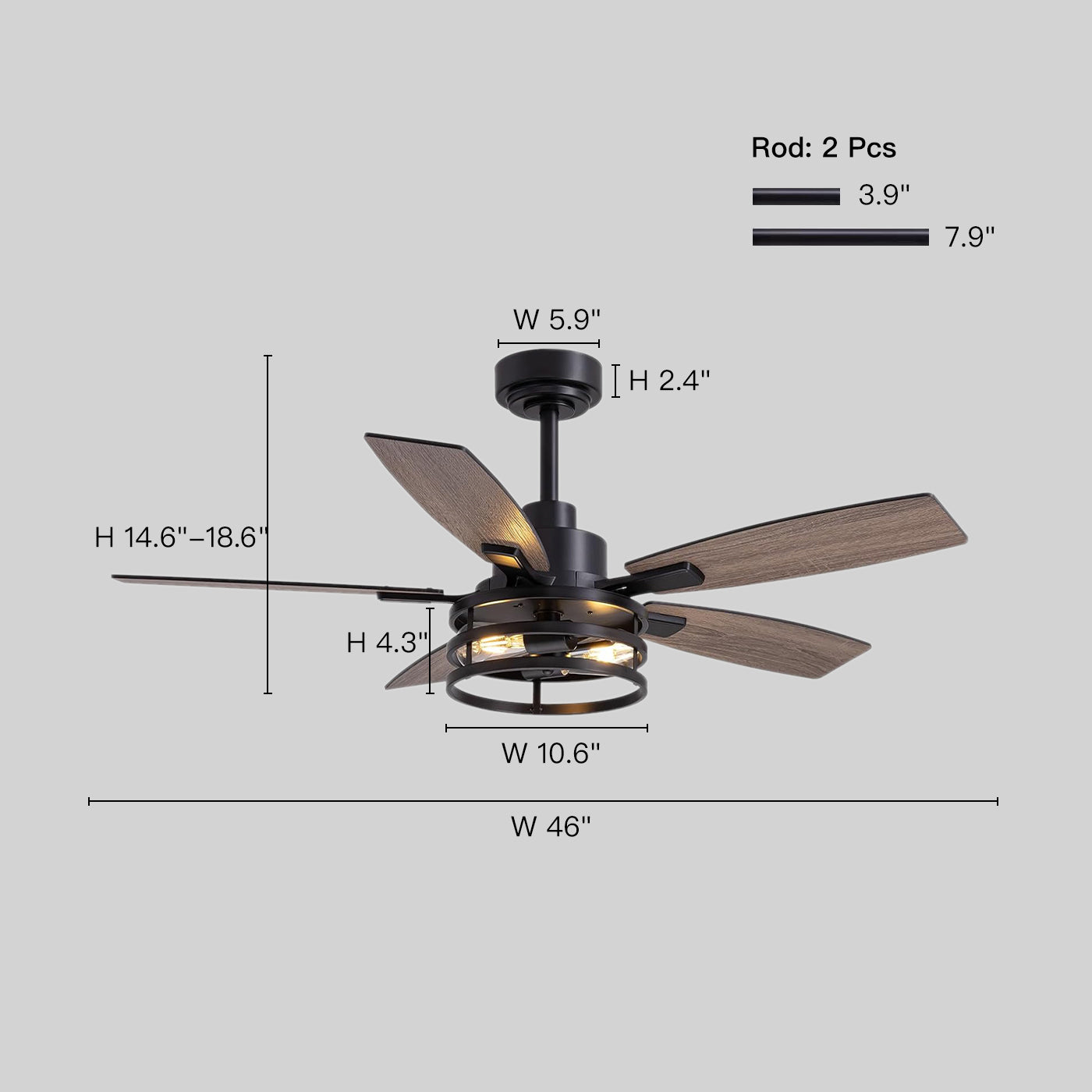 Brise 72" Farmhouse Cage Ceiling Fan with Lights & Remote