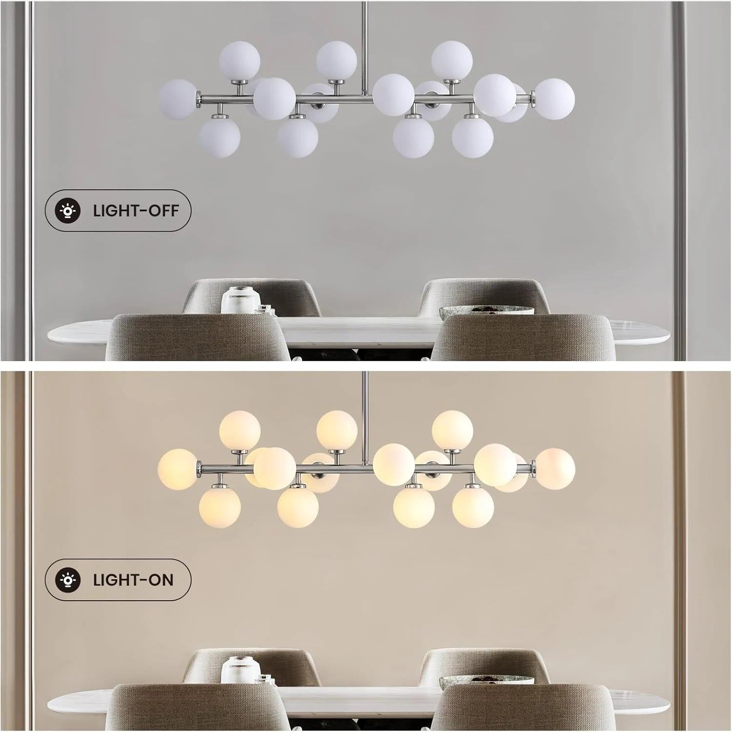 Brushed Nickel Glass Globe Sputnik Chandelier-Sofary Lighting