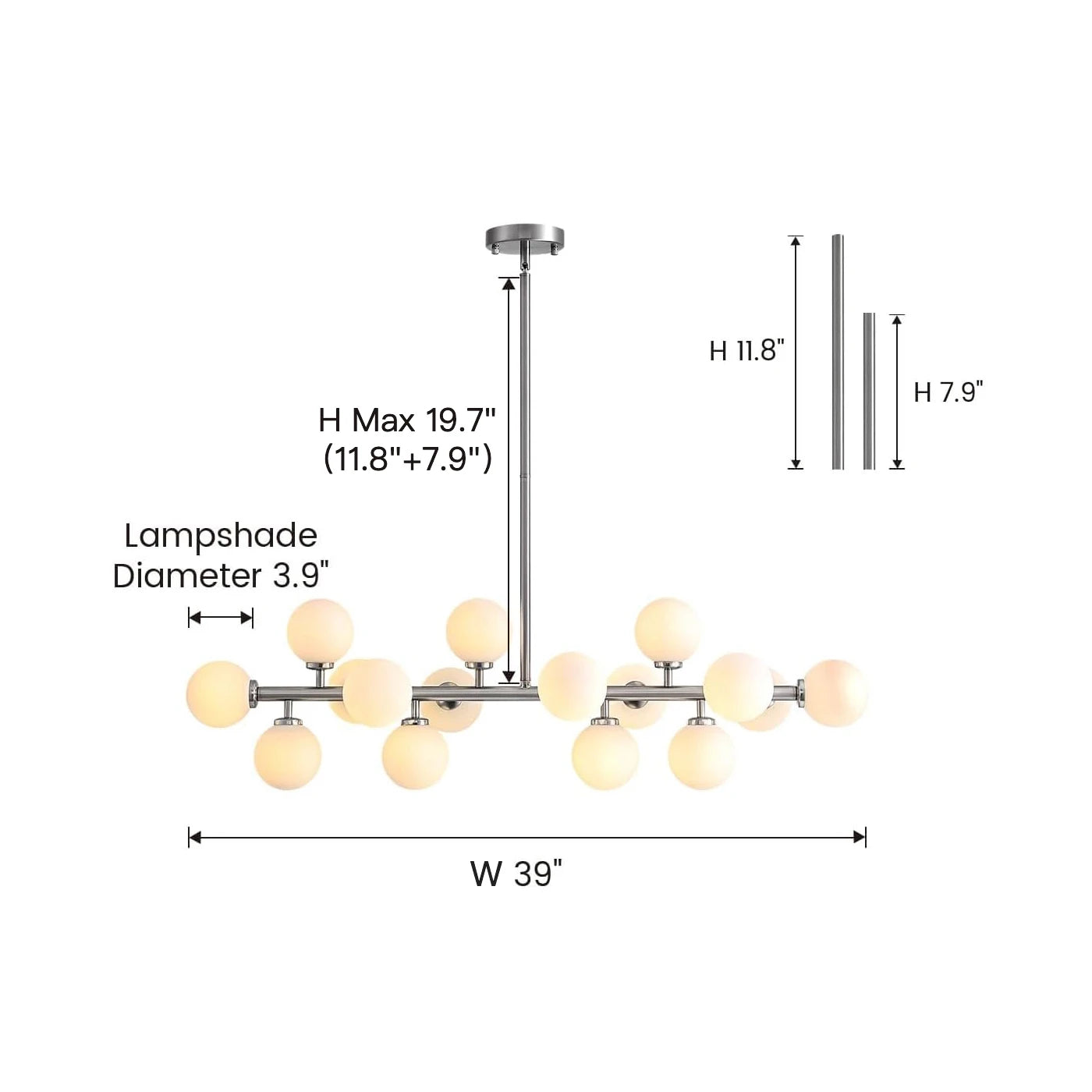 Brushed Nickel Glass Globe Sputnik Chandelier-Sofary Lighting