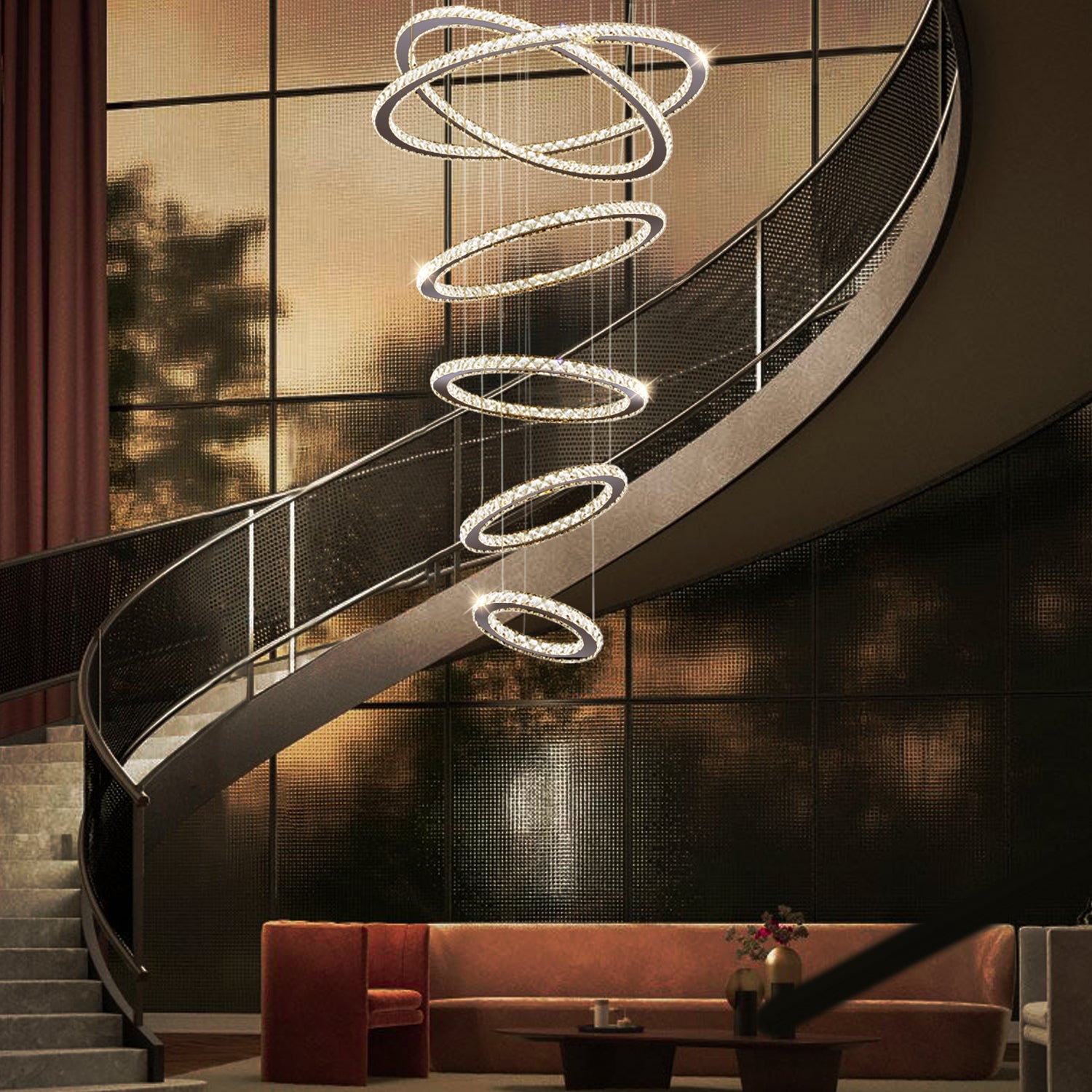 Five & Six Ring Crystal Chandelier Suspension Lights - Living Room | Sofary