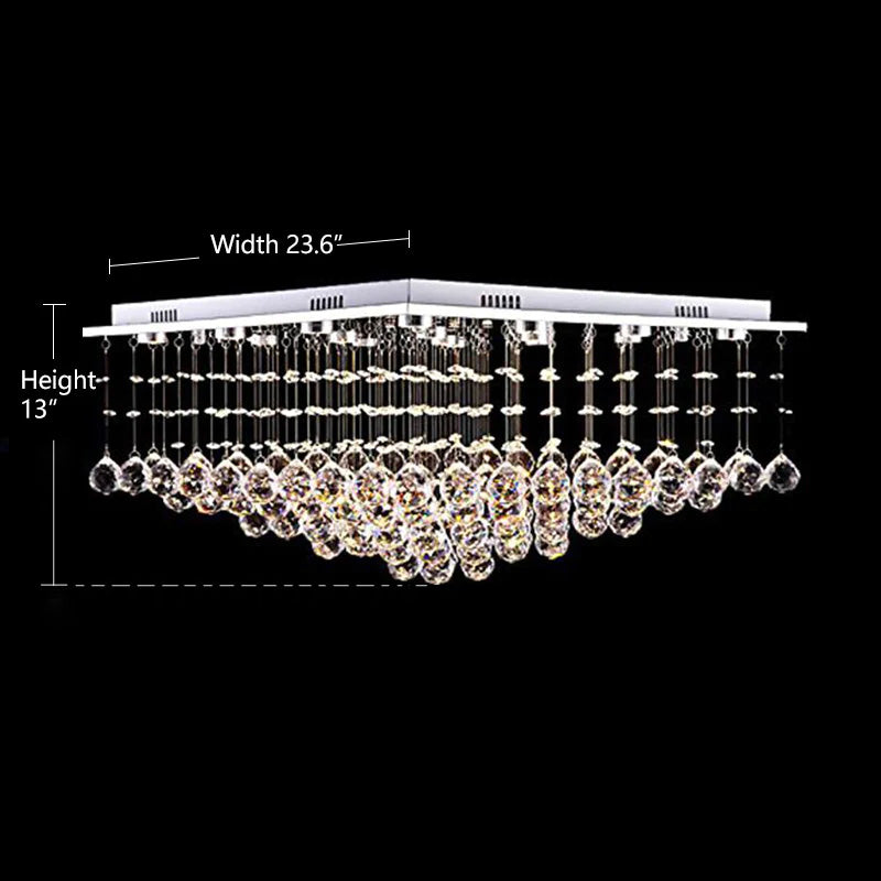 Square Low Ceiling Raindrop Crystal Chandelier---size| Sofary