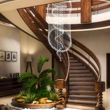 Three Circle Spiral Raindrop Chandelier Ceiling Lights - Staircase