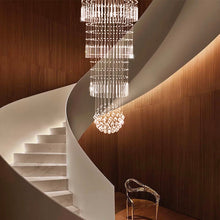 Unique Sphere Rain Drop Crystal Chandelier - Staircase Lighting Fixture