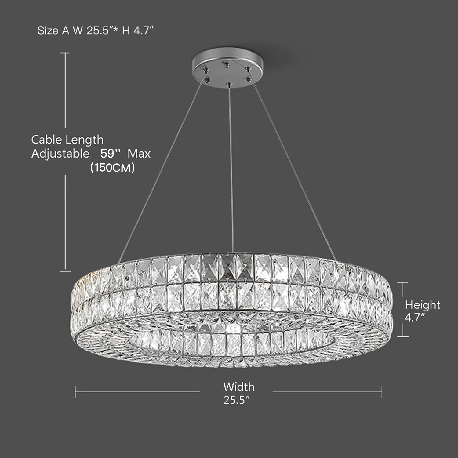 Luxury Style One Ring Crystal Chandelier - Living room