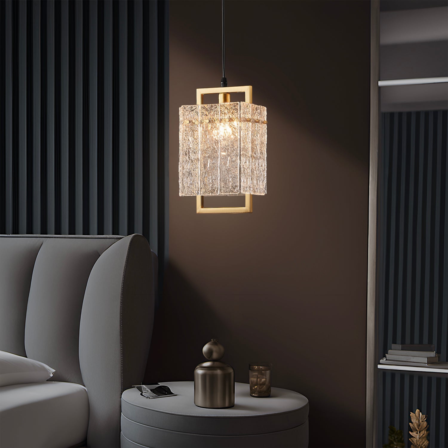 【Open Box - Save Big】Square Frame Cracked Glass Lampshade Pendant Light -Only 3 left