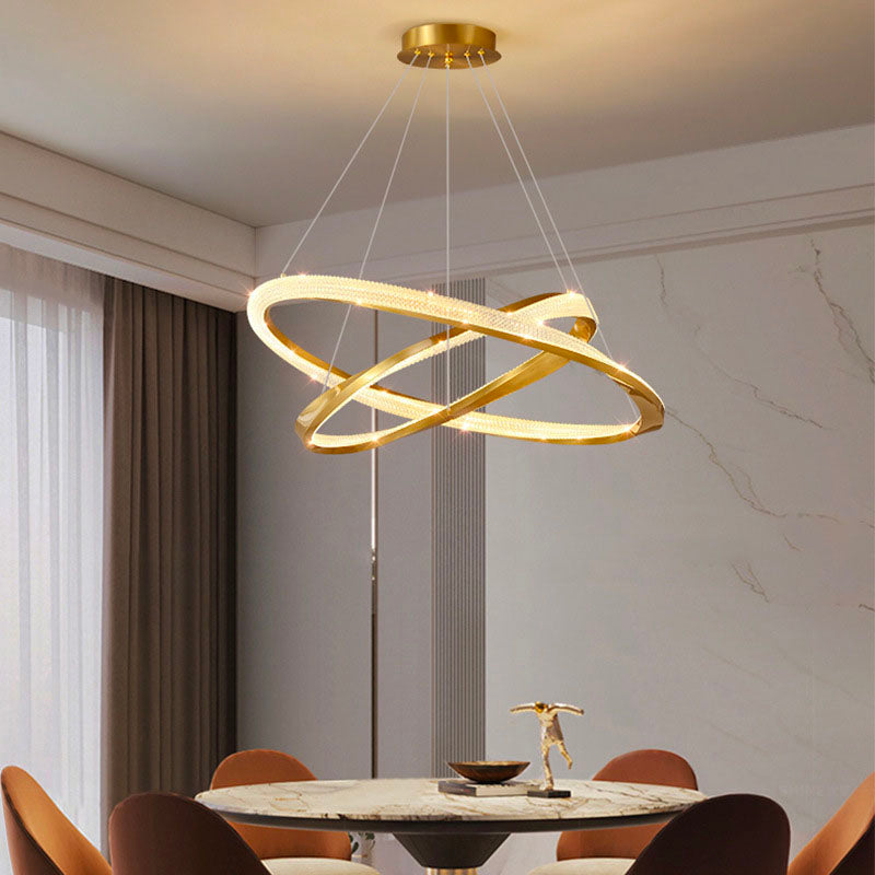 LED Chandelier -Gold plated Base material in metal -Rings material are  golden stainless steel with built-in LED strips -5 rings in the… | Instagram