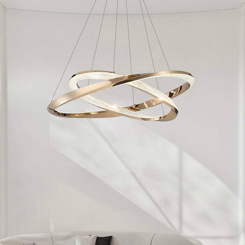 HDC 3 Light 3 Ring Gold Brushed Metal Led Chandelier Hanging Ceiling Lamp -  Warm White at Rs 8999.00 | delhi | New Delhi| ID: 2851885355262