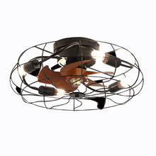Industrial Style Caged Ceiling Fan with Lights--turn on light photo