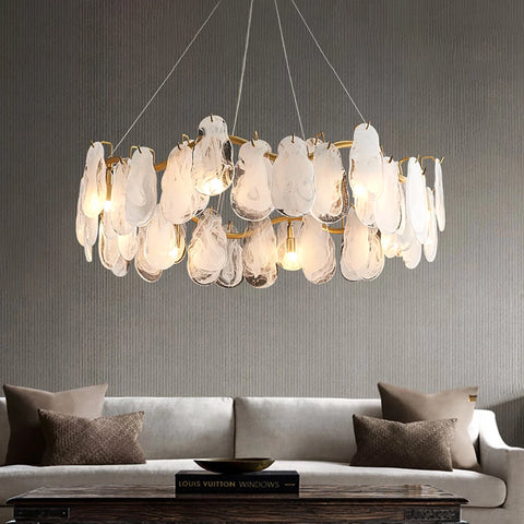Cloud Modern 8-Light Tiered Cloud Glass Chandelier with Adjustable Cables Main Page - Sofary Light