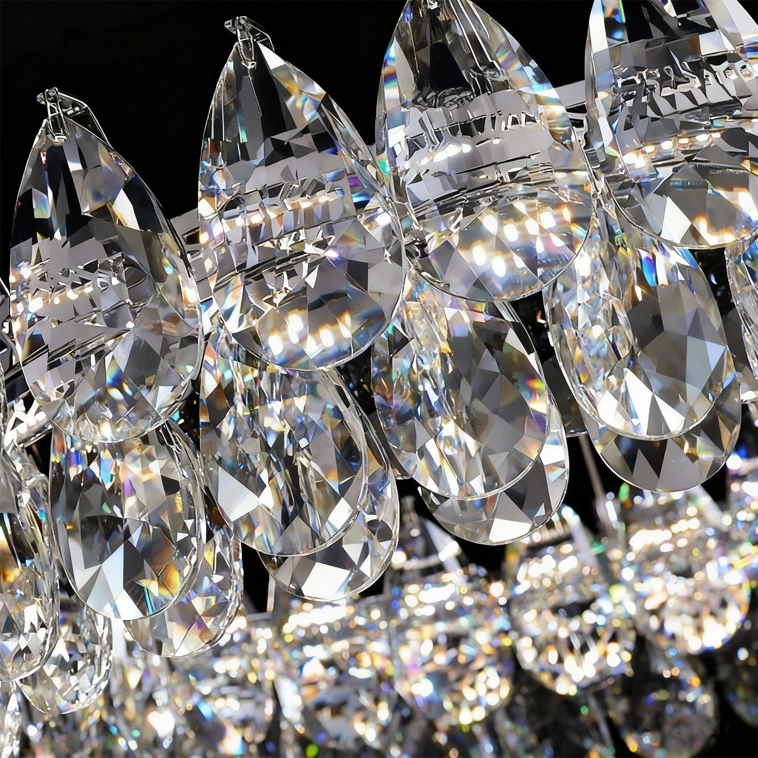 Close Up Of Crystal Dual Tier Water Drop  Chandelier 20251029 Sofary Lighting