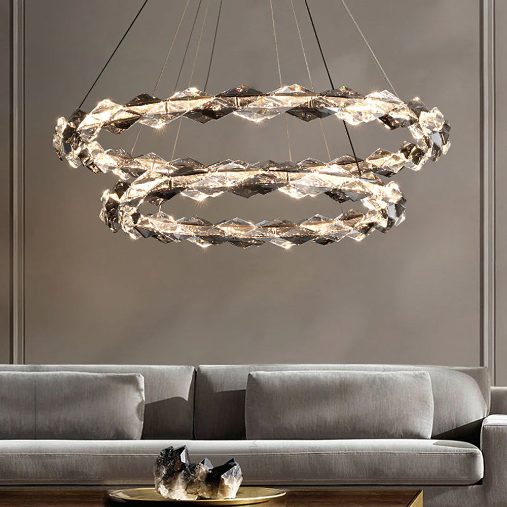 Crystal Ring Chandelier with Faceted Edge Design – Available in Multiple Sizes | Sofary Lighting