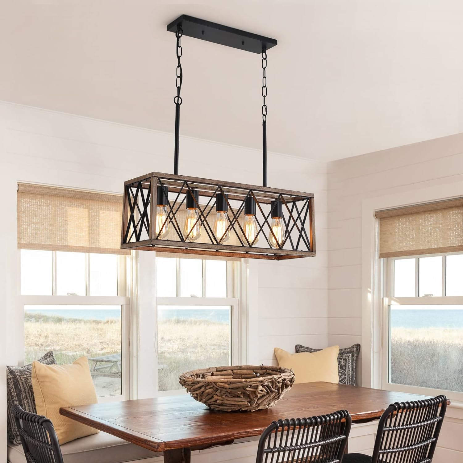 Farmhouse Rustic Linear Chandelier