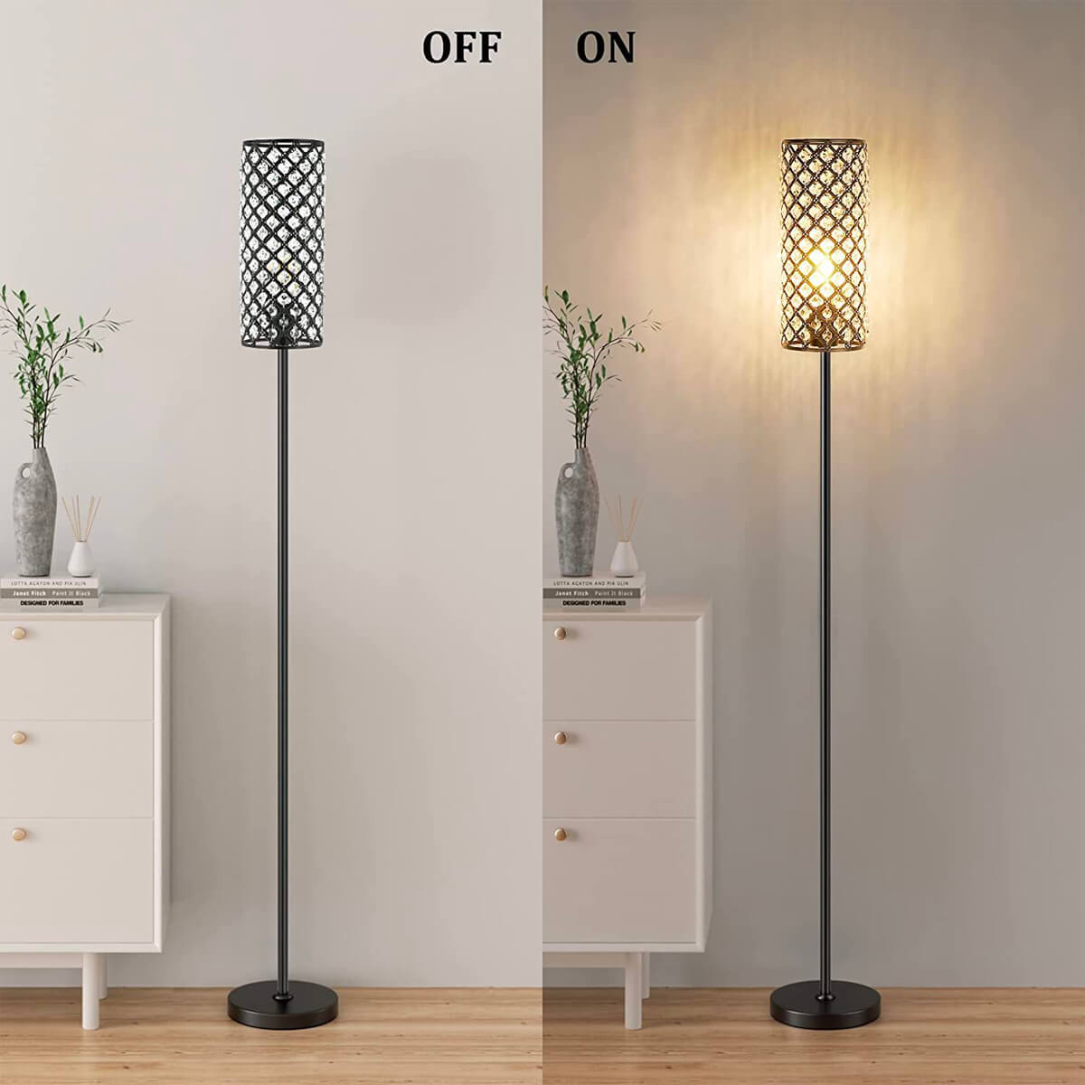 Floor-lamp-iron-modern-crystal-sofa-bedside-lamps-light on | Sofary