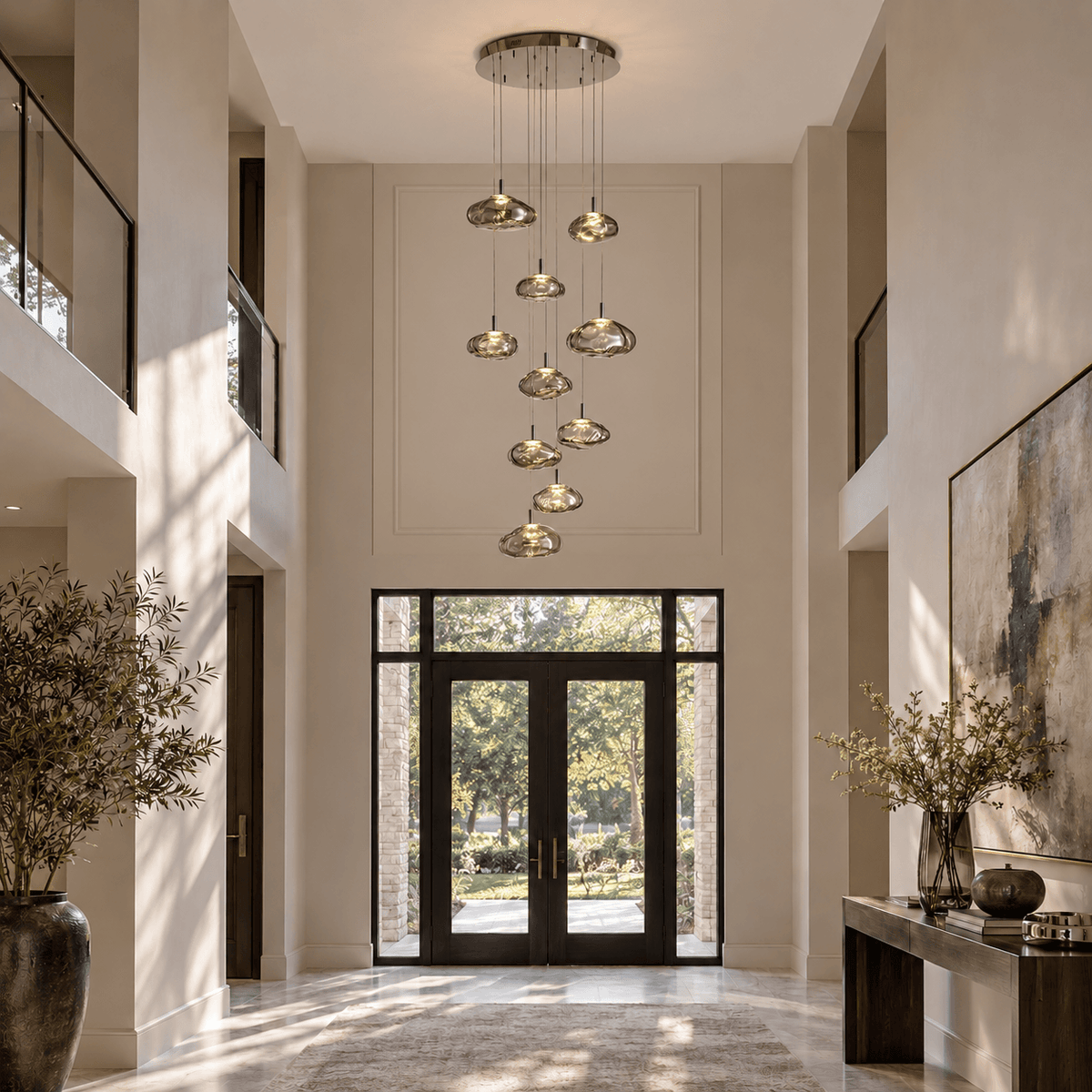 Astral Modern 10-Light Dual-Size Cascading Chandelier