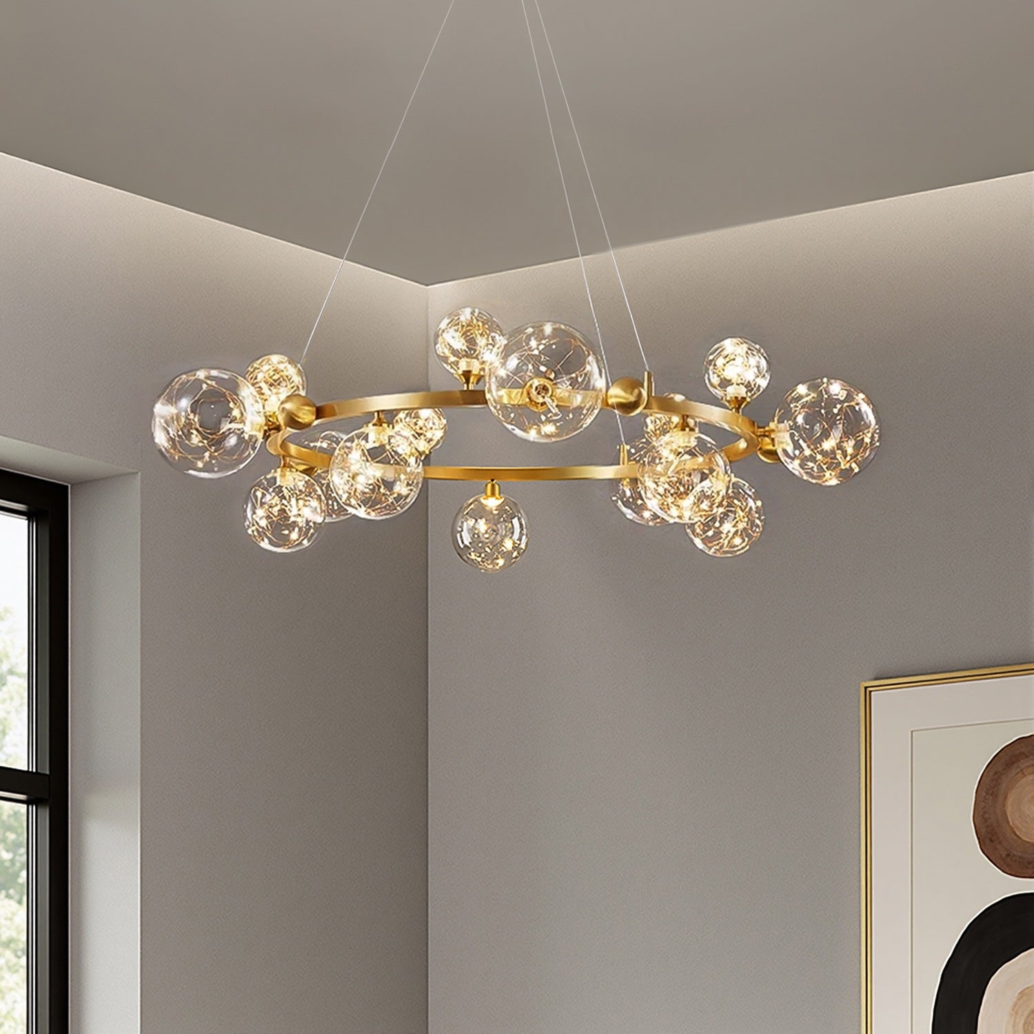 Sofary Gold Glass Globe Chandelier