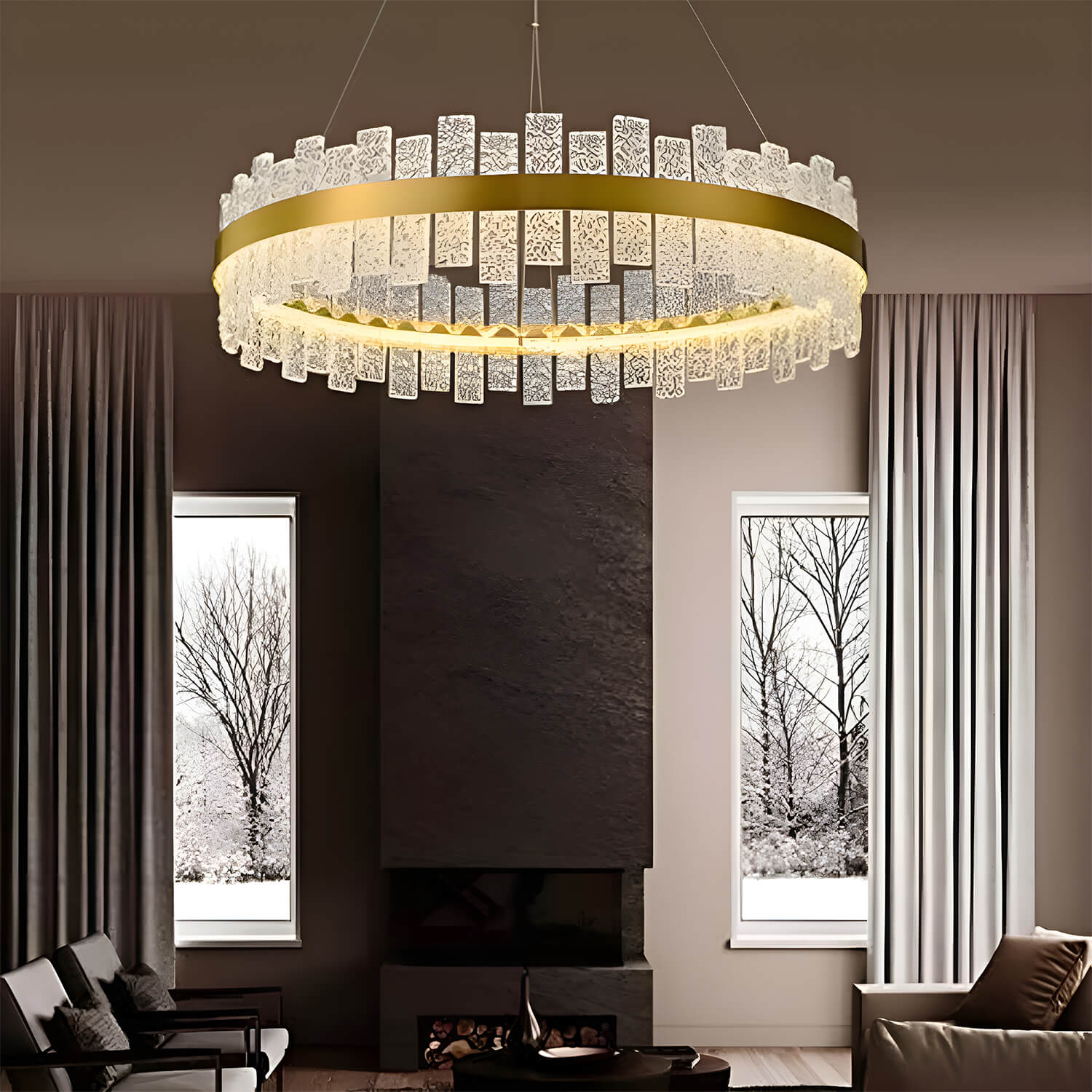 Light Luxury Round Living Room Chandelier-Living Room3  |Sofary