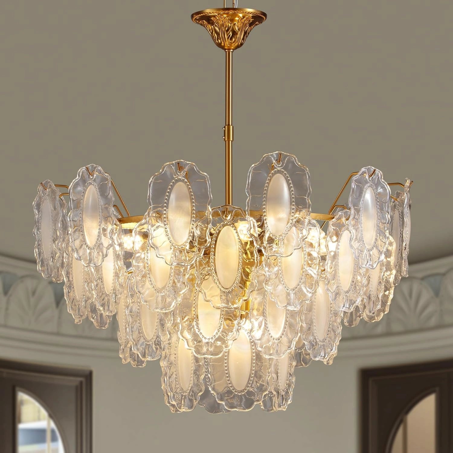 Luxury Gold Crystal Leaf Chandelier - Sofary Lighting
