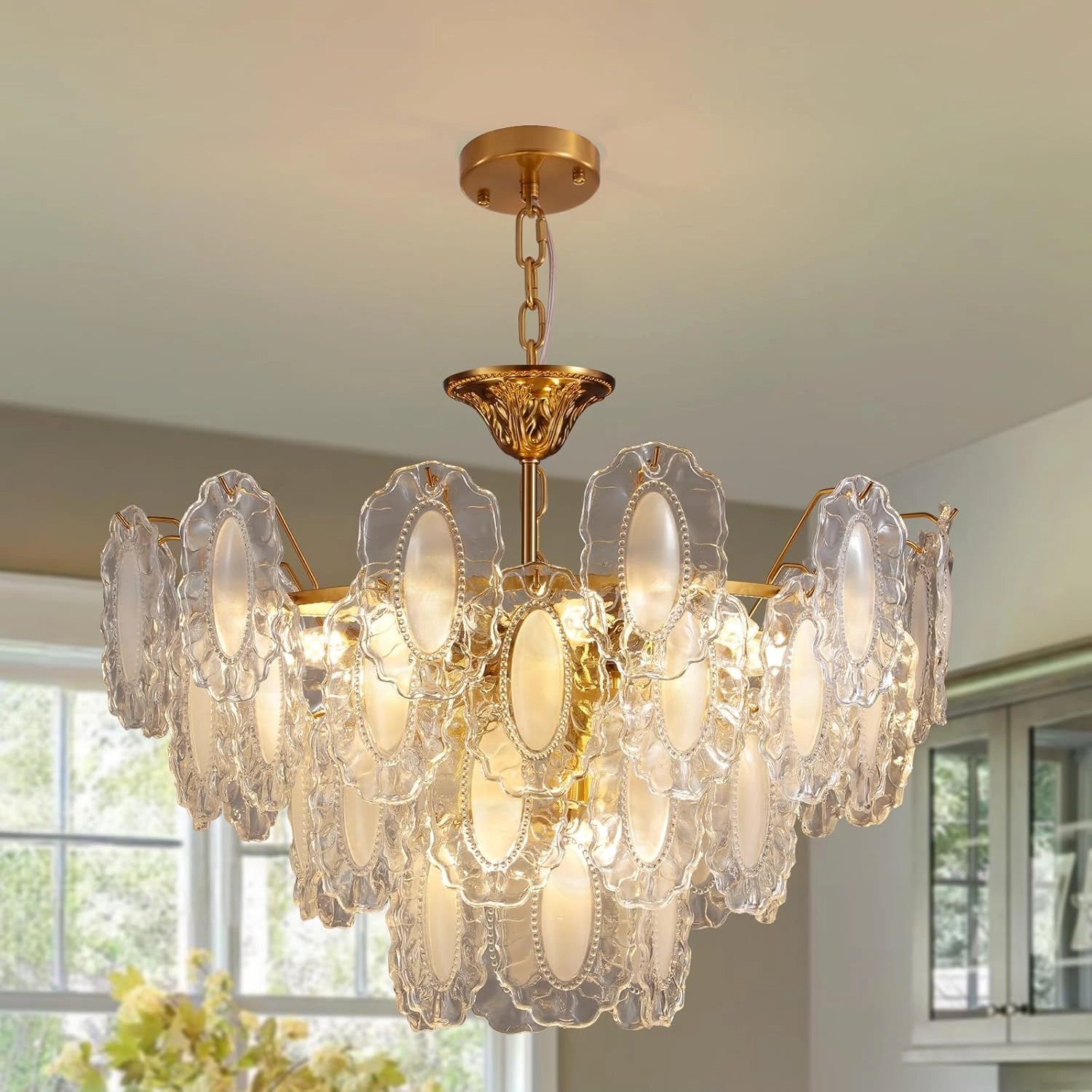 Luxury Gold Crystal Leaf Chandelier - Sofary Lighting