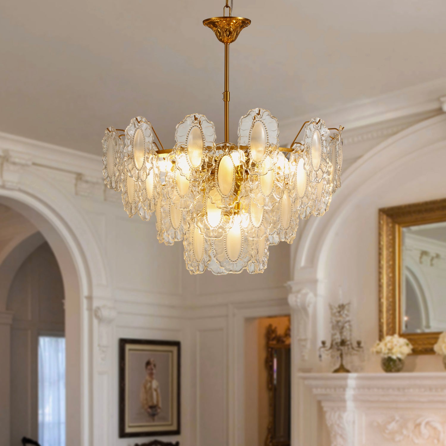 Luxury Gold Crystal Leaf Chandelier - Sofary Lighting