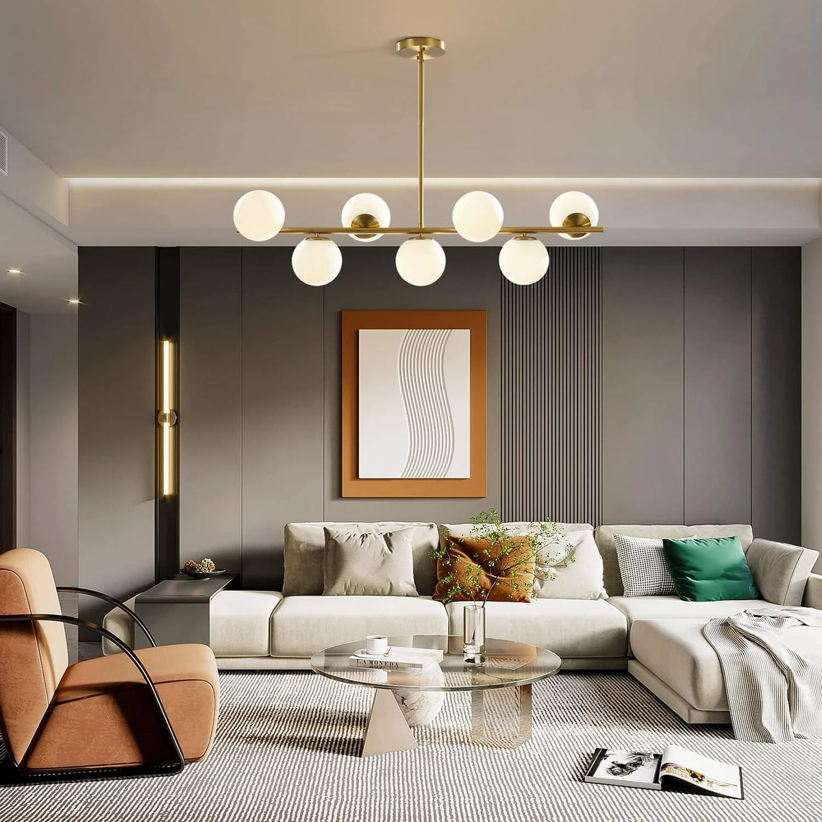 Glass Globe Gold Sputnik Chandelier Pendant Light for Dining Room ...