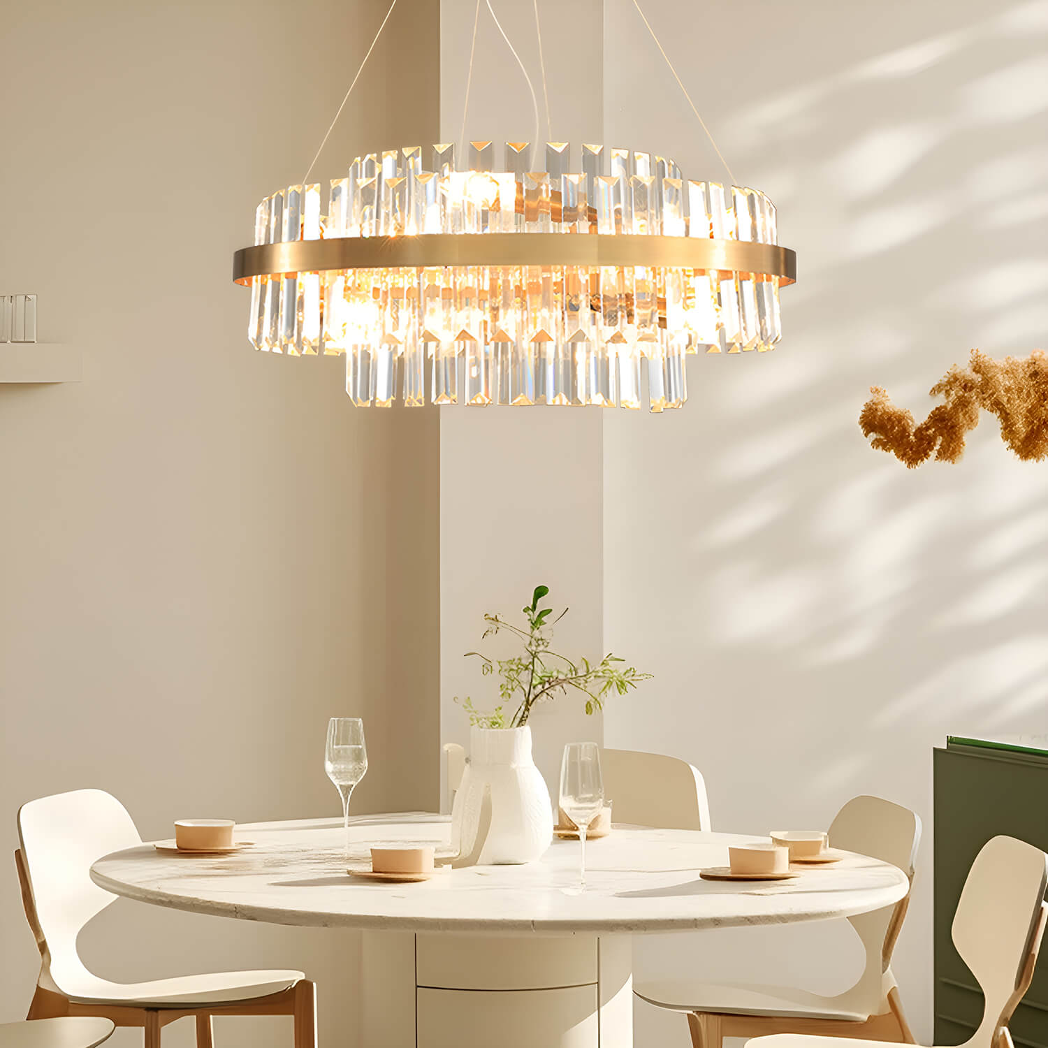Golden Modern Light Luxury Crystal Chandelier-diningroom |Sofary