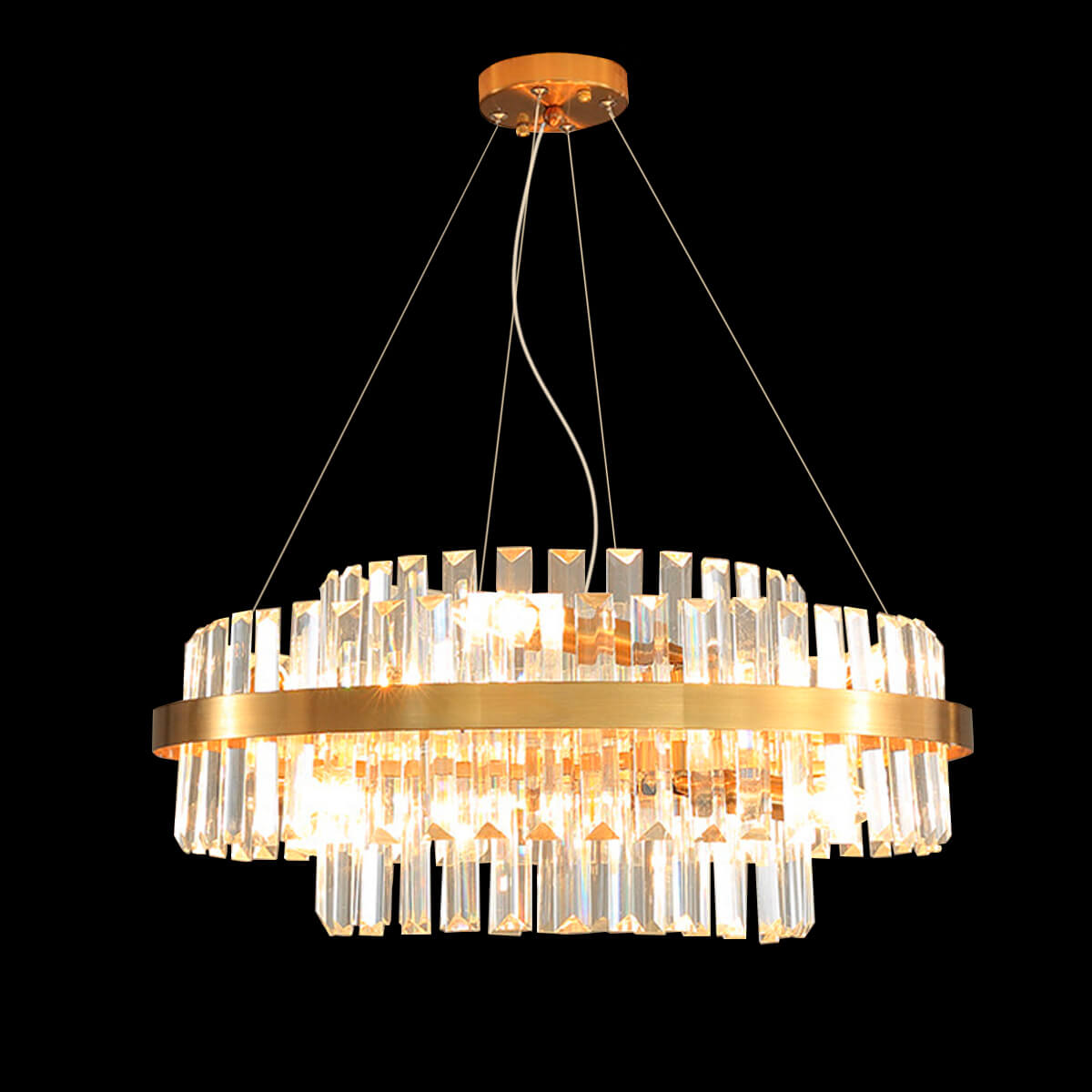 Modern-light-luxury-crystal-chandelier-front-view-black  | Sofary