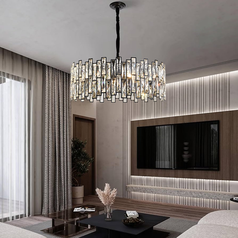 Modern Crystal Prism Drum Pendant Light for Dining Room & Kitchen ...