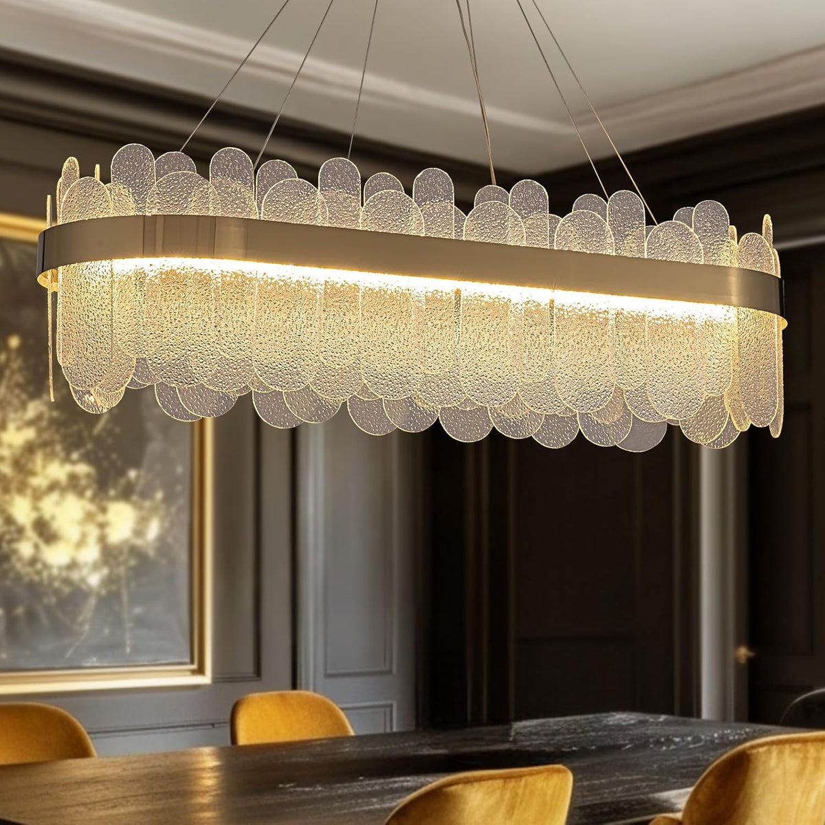 Modern Round Gold Rectangular Crystal Chandelierfor Dining Room ...