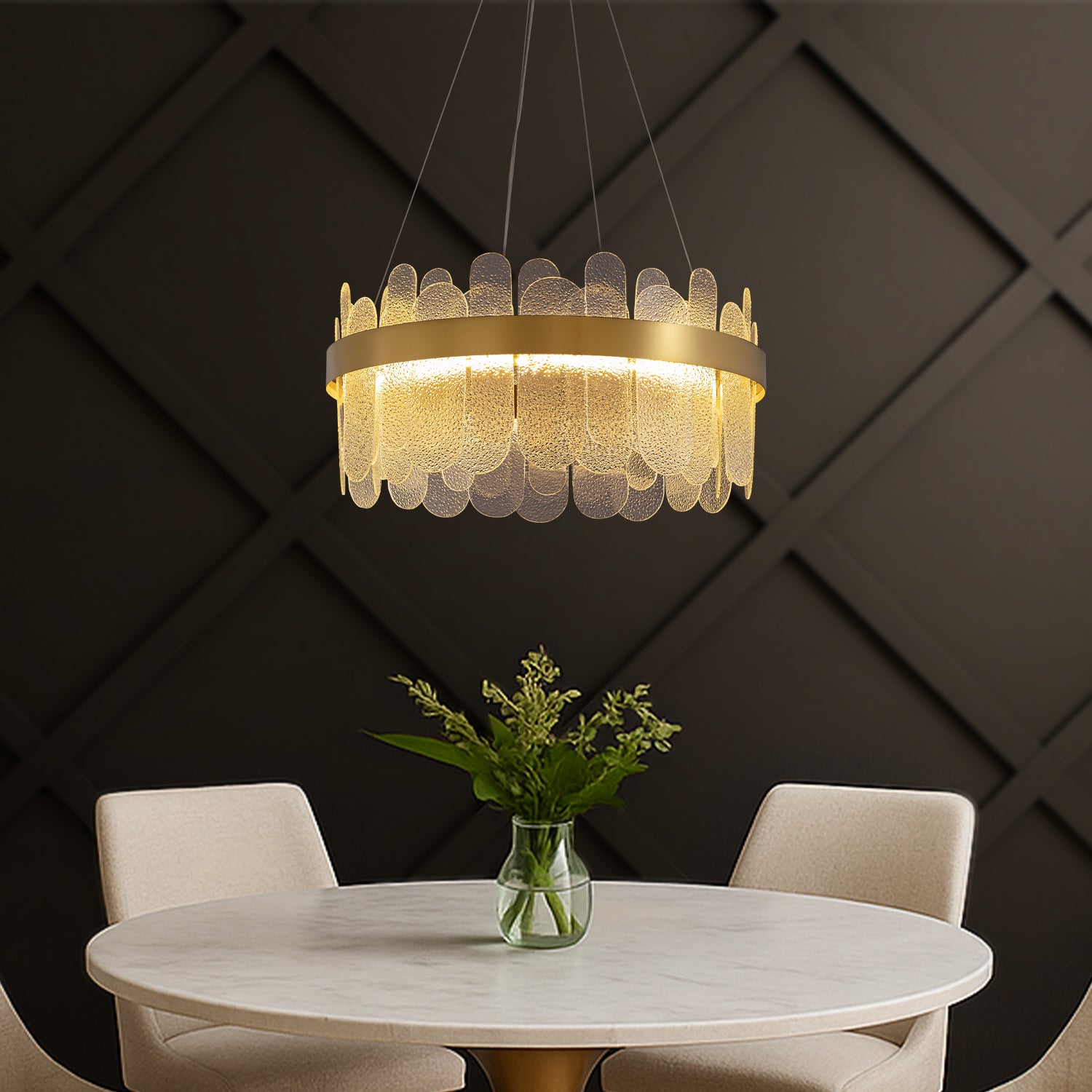 Modern Dual Tier Round Gold Chandelier - Sofary Lighting