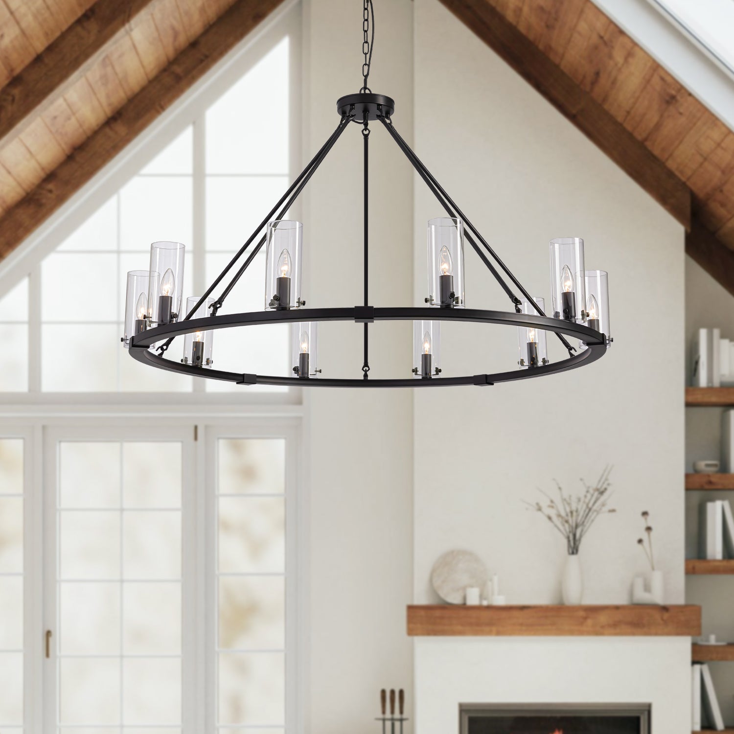 Modern Farmhouse Black Round Chandelier - Sofary Lighting