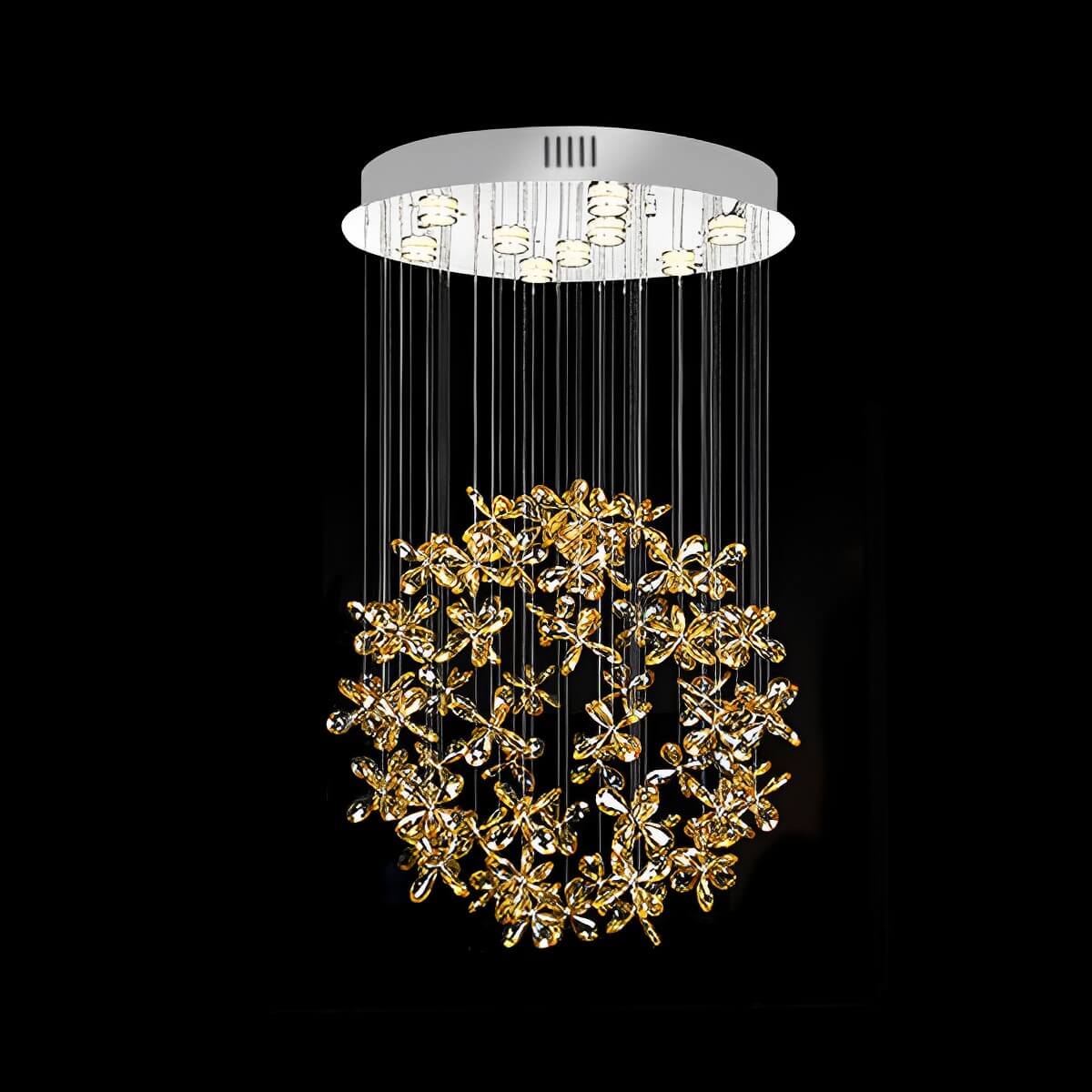 Restaurant-crystal-chandelier-circular-living-room-chandelier-front-view-black | Sofary