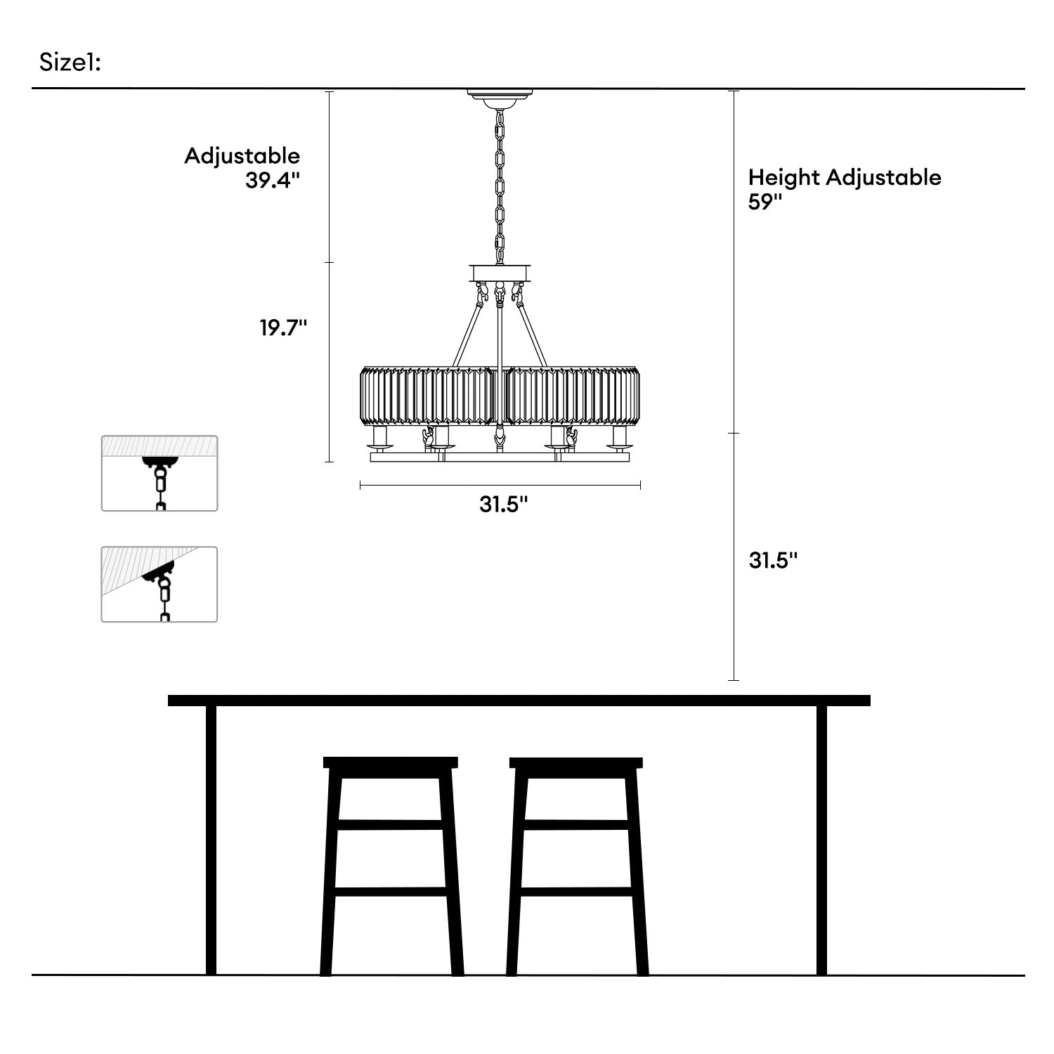 Round Modern Rustic Crystal Chandelier
