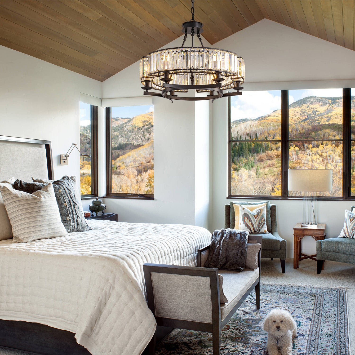 Round Modern Rustic Crystal Chandelier