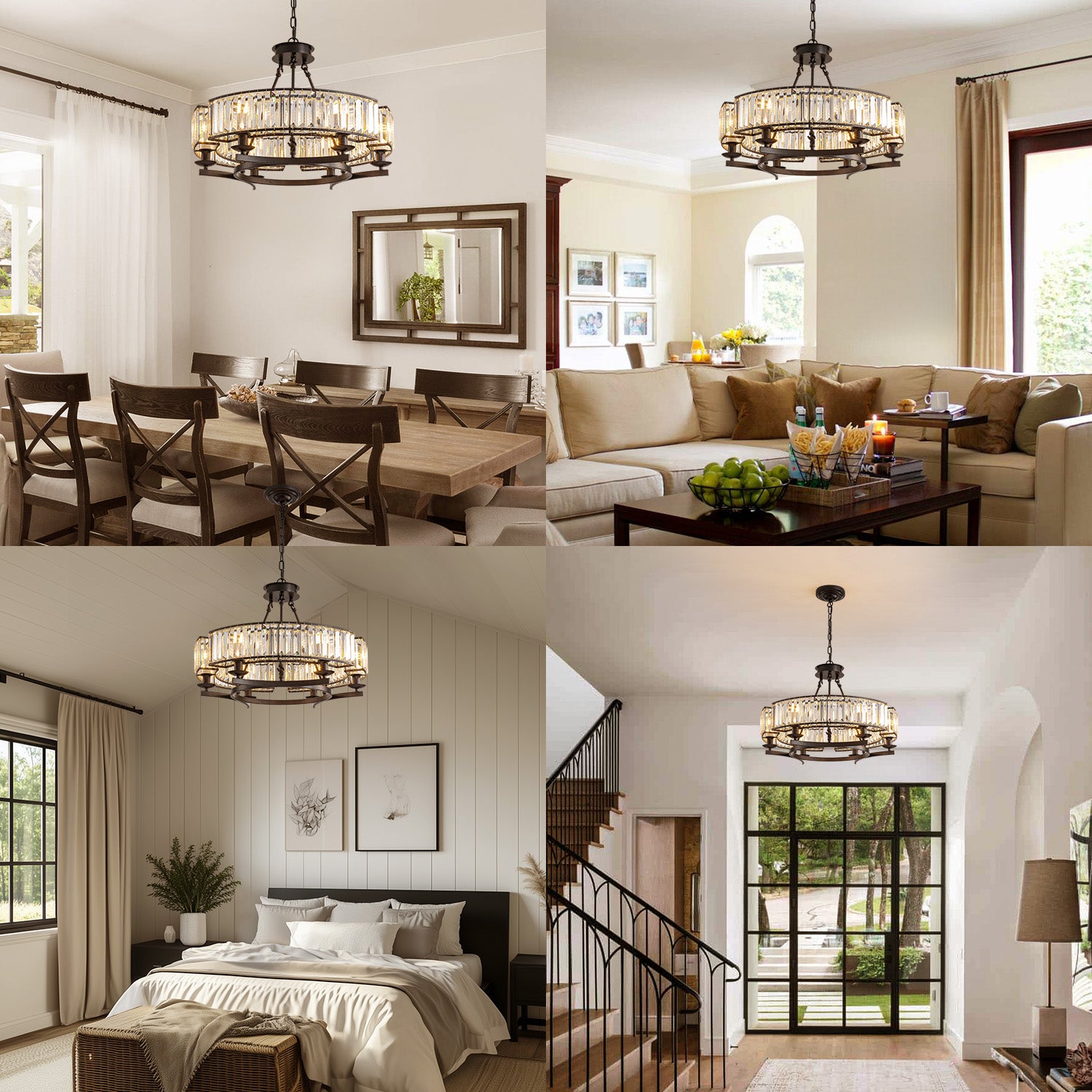 Round Modern Rustic Crystal Chandelier
