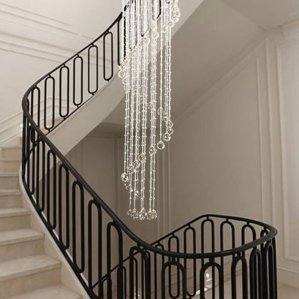 Spiral Raindrop Chandelier Double Layer-Staircase1 | Sofary