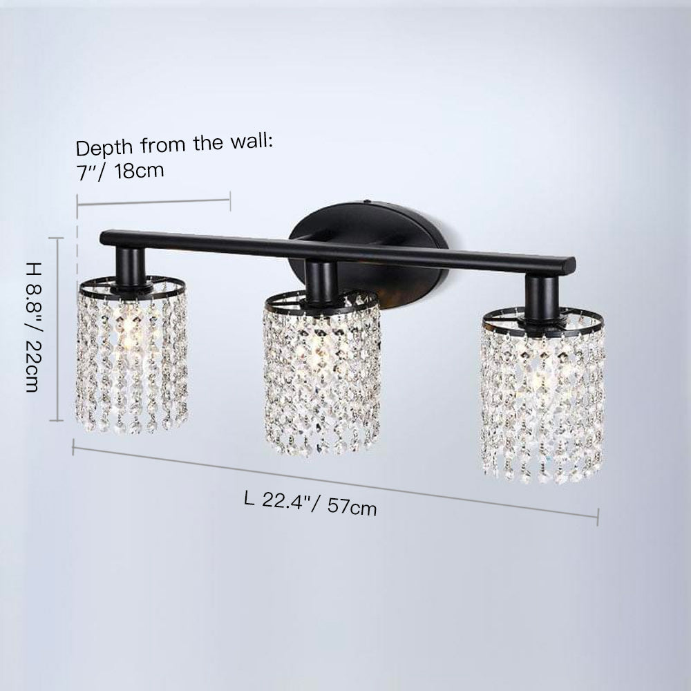 3 - Light Black Crystal Vanity Light--SIZE | Sofary