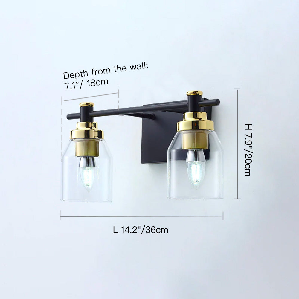 Black and Gold Glass Modern Vanity Light ---SIZE | Sofary