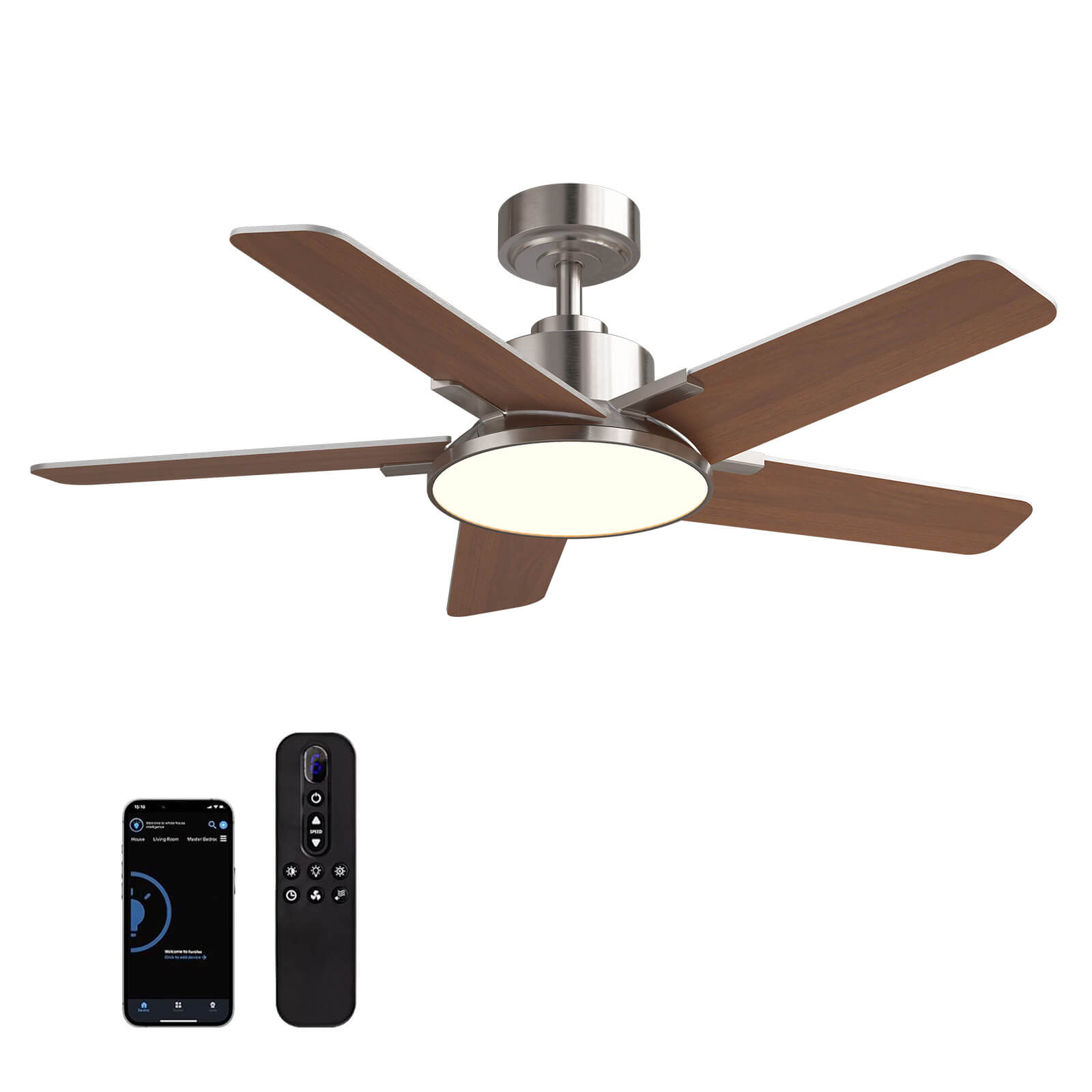Vero 44" Modern LED Ceiling Fan with Lights & Remote