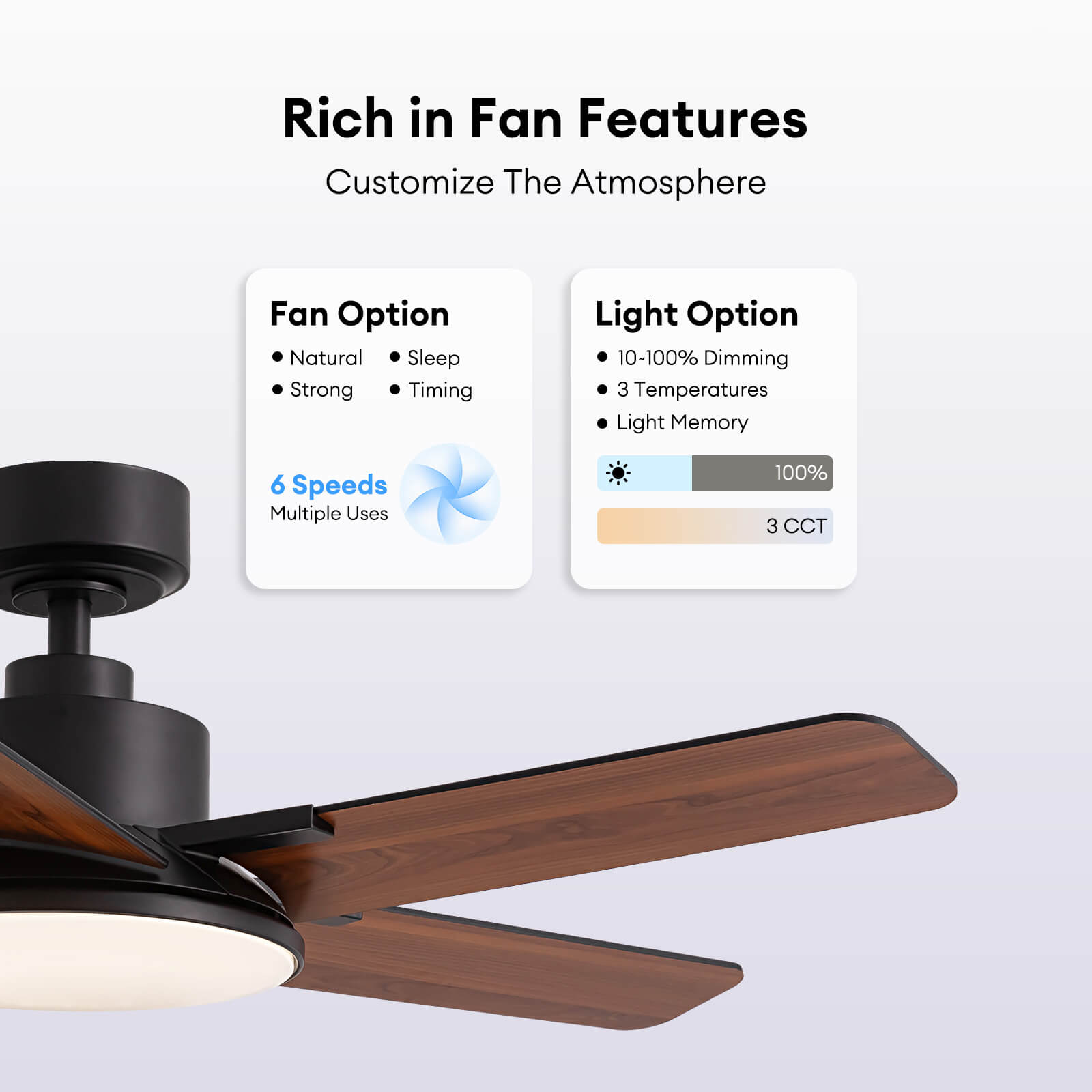 Vero 44" Modern LED Ceiling Fan with Lights & Remote