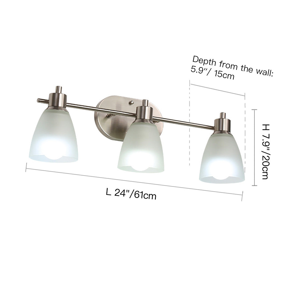 3-Light Frosted Glass Vanity Light--size | Sofary