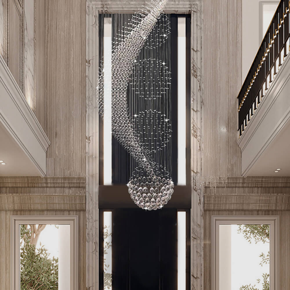 Wave-Shaped-Spiral-Raindrop-Crystal-Chandelier-Staircase | Sofary
