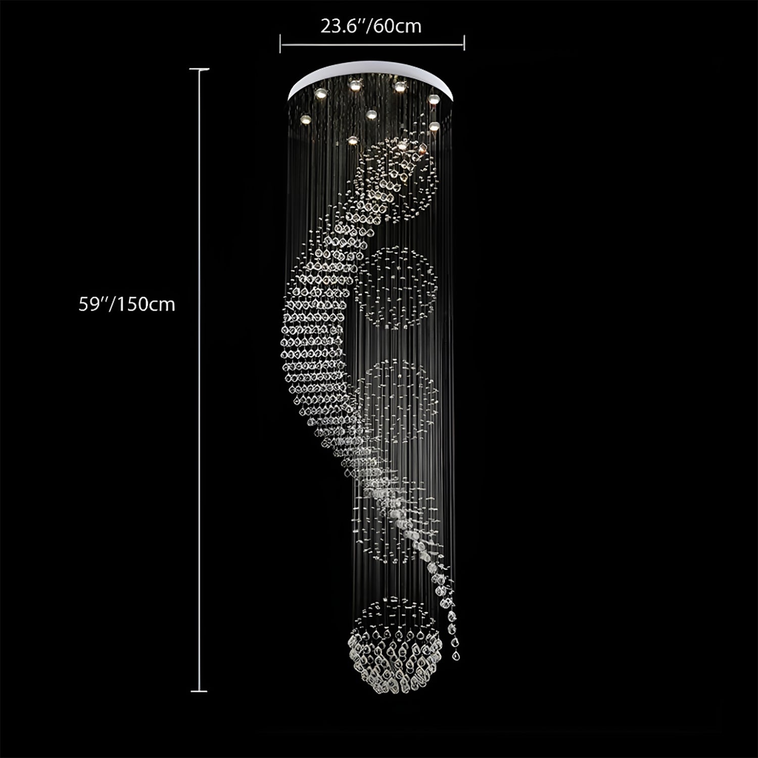 Wave-Shaped-Spiral-Raindrop-Crystal-Chandelier-dimensions60CM | Sofary