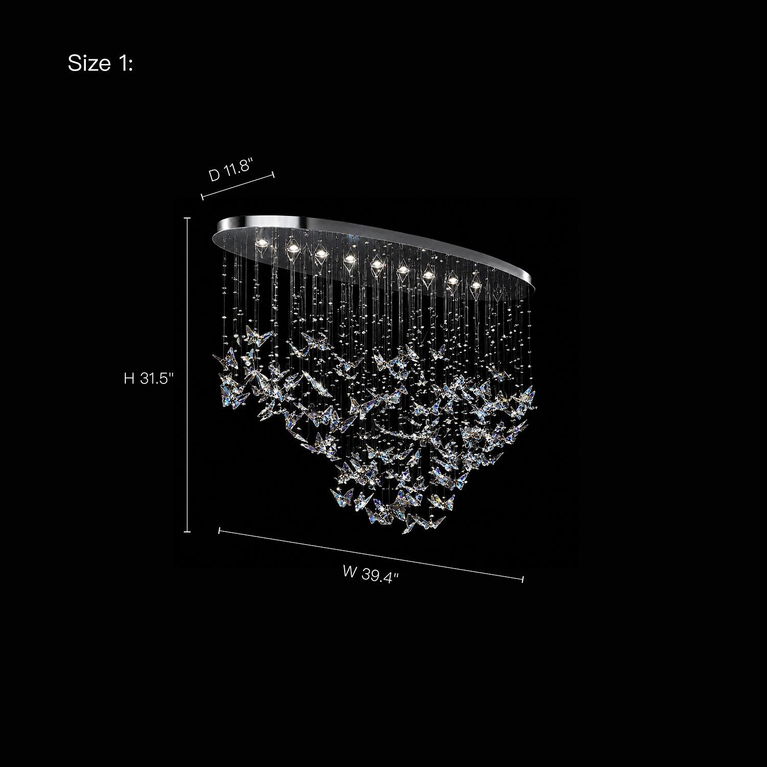 Aerosi Linear Chandelier Size 1 dimensions — Height 31.5 inches, Width 39.4 inches, designed for modern estates, luxury dining rooms, and grand living spaces | Sofary Lighting