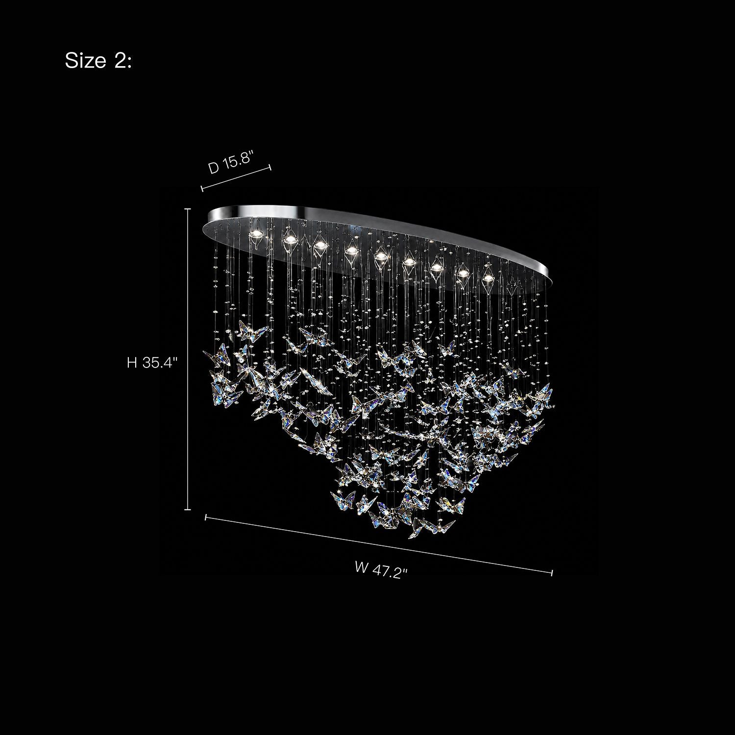 Aerosi Linear Chandelier Size 2 dimensions — Height 35.4 inches, Width 47.2 inches, Diameter 15.8 inches — ideal for grand foyers, high-ceiling living rooms, and luxury estates | Sofary Lighting